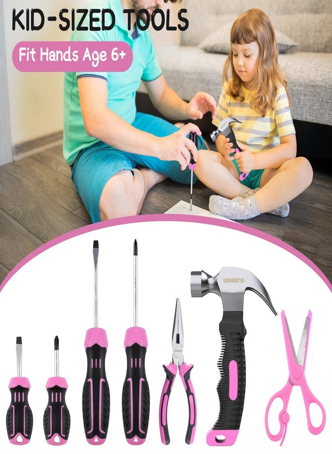 URASISTO 22-Piece Kids Tool Set with Storage Bag, Pink Junior Real Hand Tool Kit for Boys & Girls, Age 8+ - Image 3